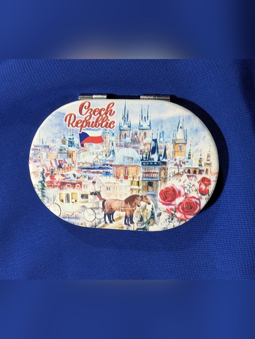 Stunning Czech Republic Scenic Compact Mirror,White, Red, Blue, Travel Size